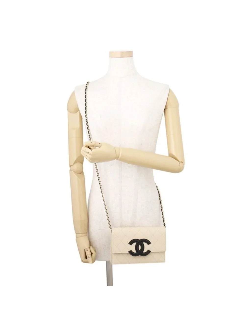 Chanel Chain Wallet CC Logo Caviar Leather Black Shoulder Bag